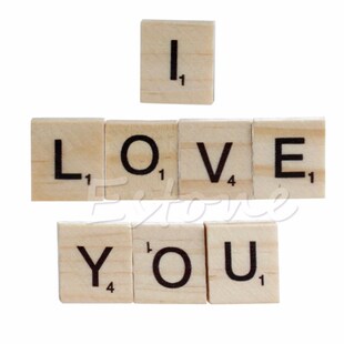 100pcs Wooden Alphabet Scrabble Tiles Black Letters  Number