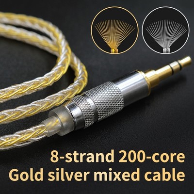 KZ Earphones Gold Silver Mixed plated Upgrade cable Headpho