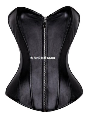 Black/Red Faux Leather Corset Sexy Clubwear Bustier Hot Ling