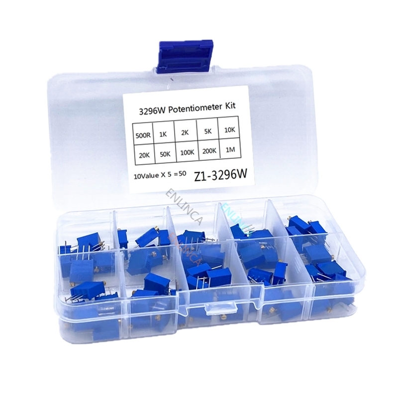 3296W 10valueX5pcs=50pcs Multiturn Trimmer Potentiometer Kit