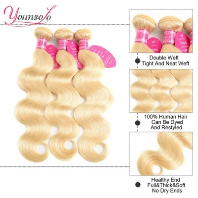 613 Blonde Body Wave Bundles Brazilian Hair Weave Bundles Re