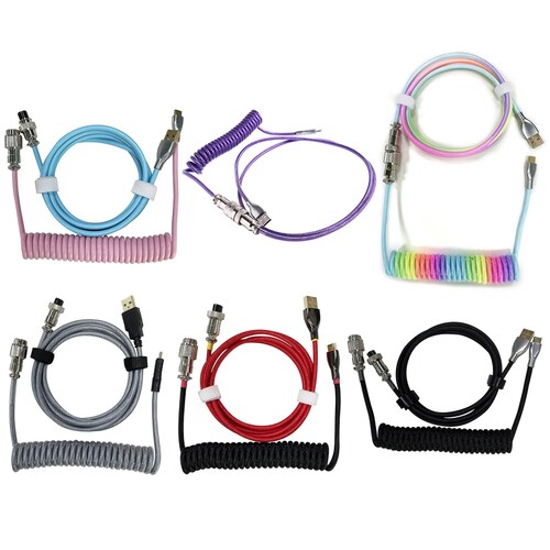 Coiled Type C Cable 1.5M for Mechanical Keyboard Aviator Con