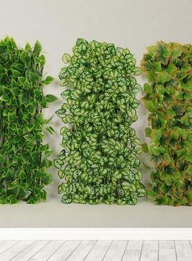 Telescopic Fence Green Artificial Leaves Plants Retractable