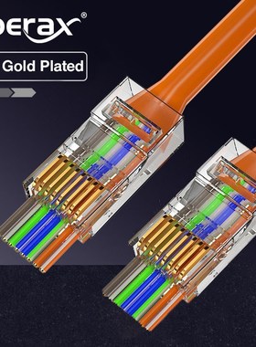 100PCS RJ45 Connector 30μ Gold-Plated Pass hrough RJ45 Ca