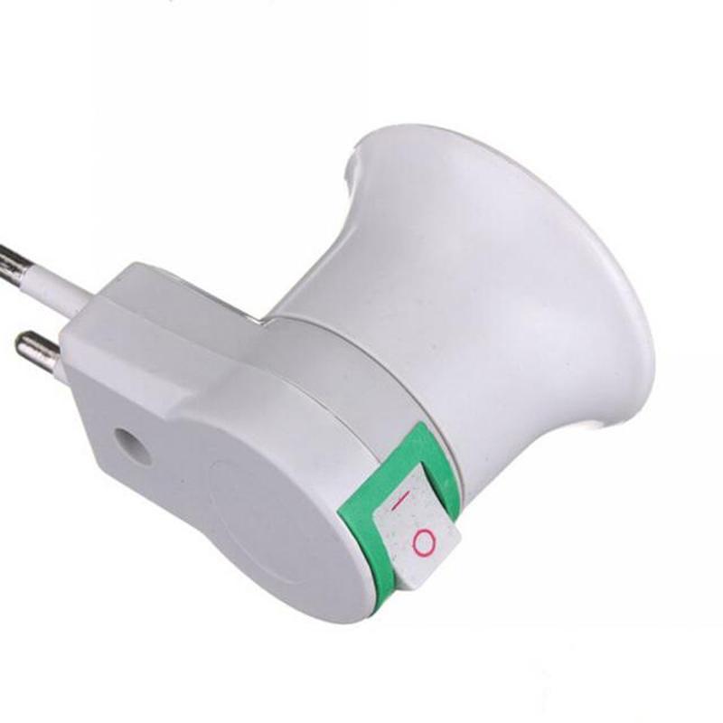 1PCS White E27 EU plug adapter with power on-off control swi