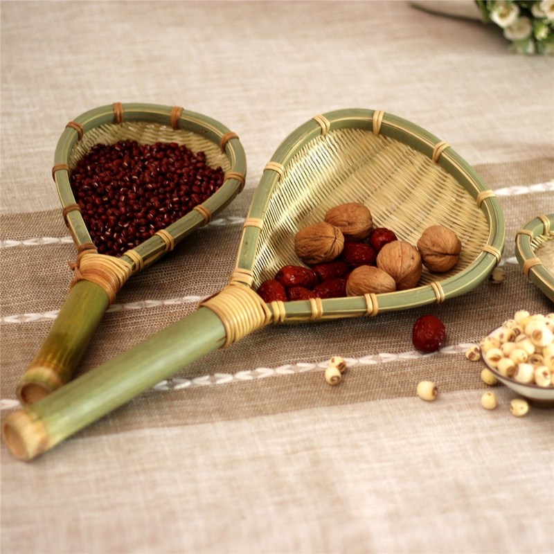 Handmade Bamboo Braided Rice Colander Soup Spoon Noodles Hou