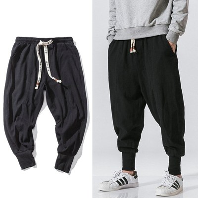 Chinese Style Harem Pants Men Streetwear Casual Joggers Mens