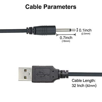 USB to DC 2.5mm Charging Cable, Vibrator Charger Cord for R