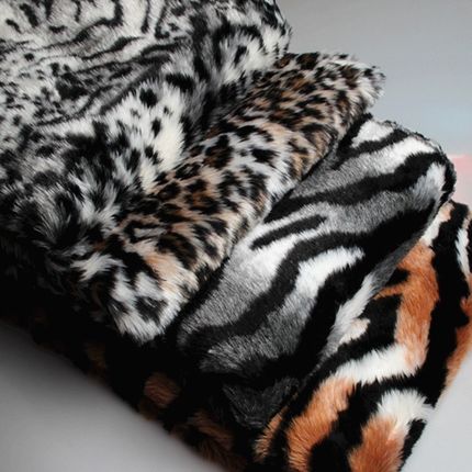 Leopard Tiger stripes plush faux fur fabric,1 2cm pile felt