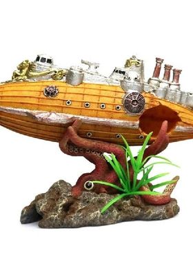 Fish Tank Aquarium Accessories Ornaments Resin Shipwreck