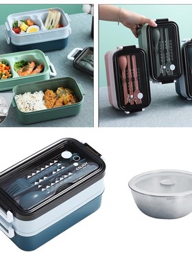 Double-layer Bento Box Lunchbox Microwave Safe Food Storage