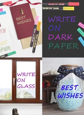 12 Colors Metallic Marker Outline Pen Glitter Colorful DIY A