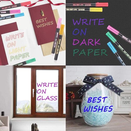 12 Colors Metallic Marker Outline Pen Glitter Colorful DIY A