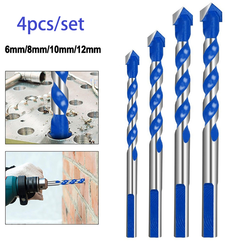 4PCS Multipurpose Tile Drill Bit Triangle Bits Carbide Tip C
