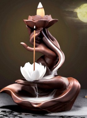 Backflow Incense Burner Buddha Hand Lotus Incense Burner Wit