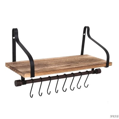 \rWall-Mounted Rustic Wooden Storage Shelf Bathroom And Kitc