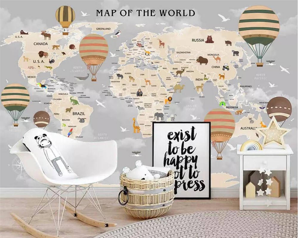 beibehang custom wallpaper photo cartoon world map backgrou