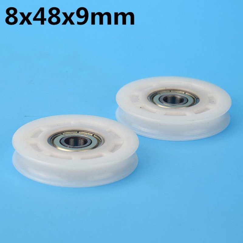 1Pcs 8x48x9 mm U groove Nylon Plastic Wheel With Bearings PO