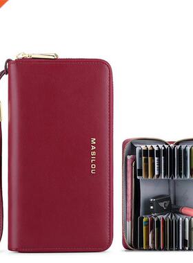 Genuine Leather Wallets Women Zipper Wallet RFID Blocking Cl