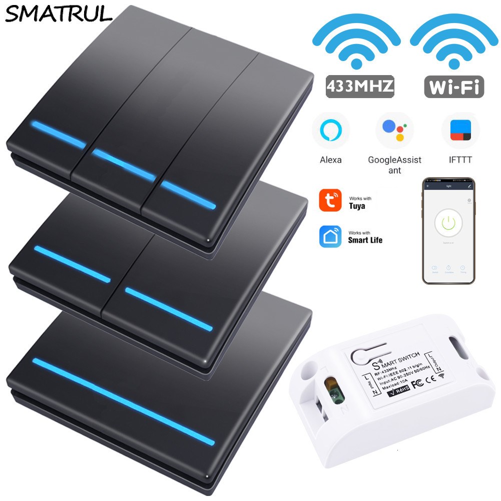 Tuya Smart Life APP WiFi 1/2/3 Gang push Switch Light RF 43