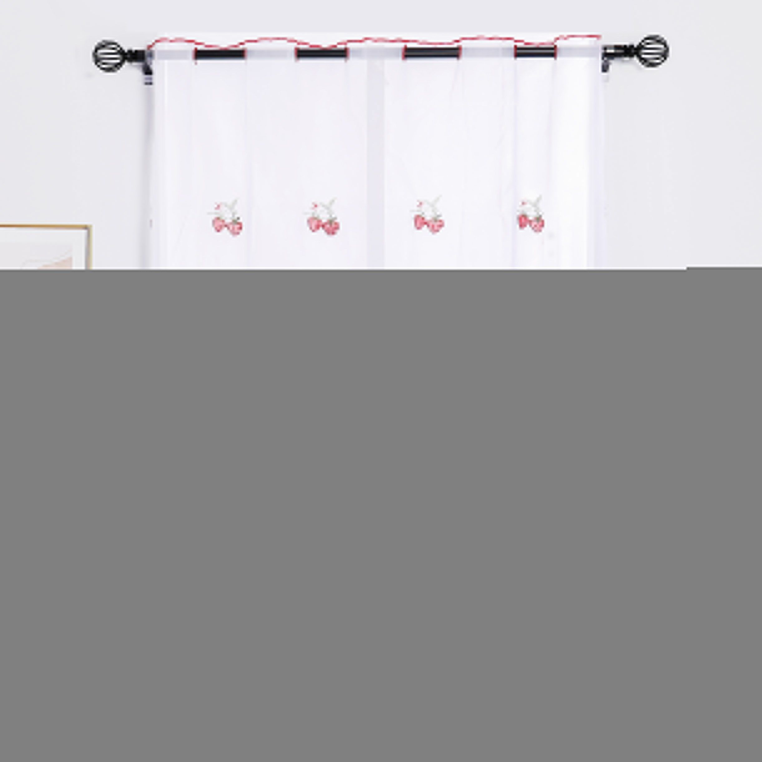 tongdi kitchen curtain valance sheer tiers pastoral fruit c