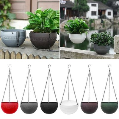 Plant Hanging Baskets Flower Pots Holder Chain Basin Plants