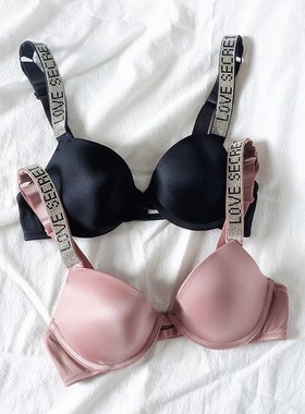 Rhinestone Women Underwear Secret Push Up Bra Middle Mold Cu