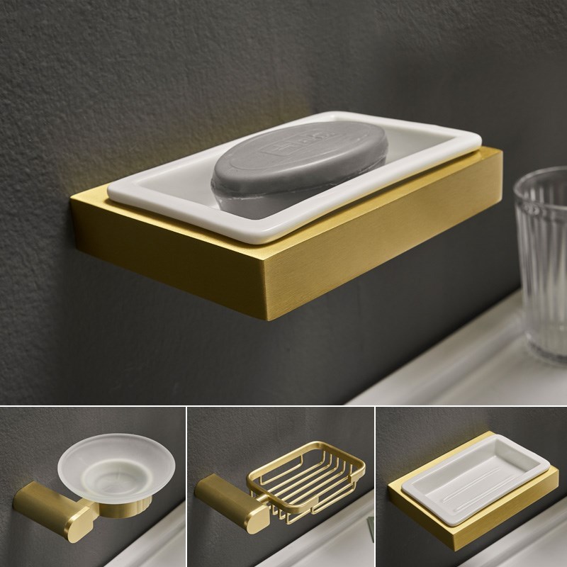 Soap Box Drain Toilet Creative Brushed Gold Soap Dish Holder