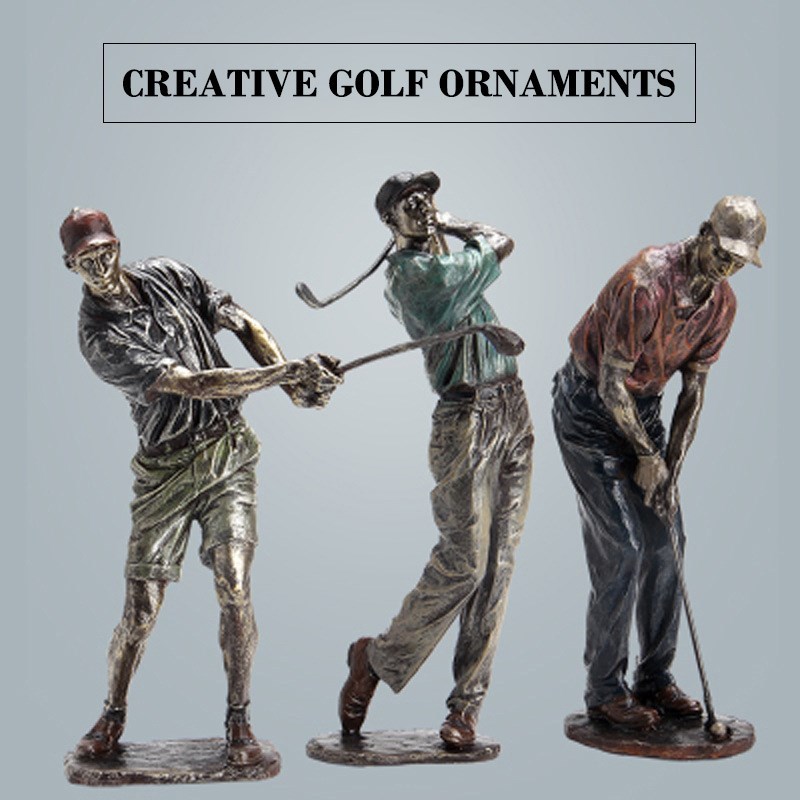 Golfer Figurine Swinging A Golf Club Vintage Statue Decor De