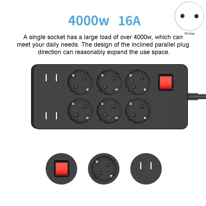 Electrical Sockets Home Outlet 6 Surge Protector Multiple Ex
