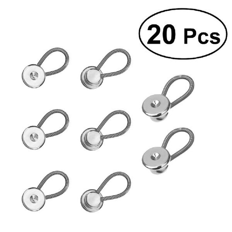 20 PCS 10MM Metal Elastic Collar Extenders Button Extenders
