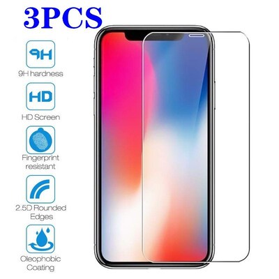 3PCS Screen protector Tempered Glass For IPhone X XR XS Max