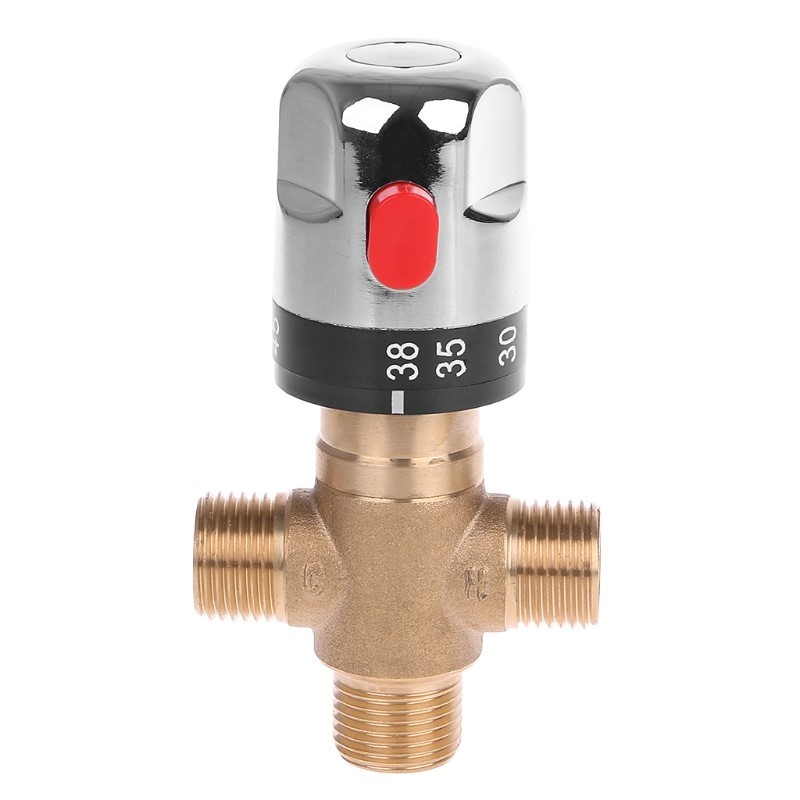Solid Brass G1/2 Male 3 Way Thermostatic Mixing Valve Showe