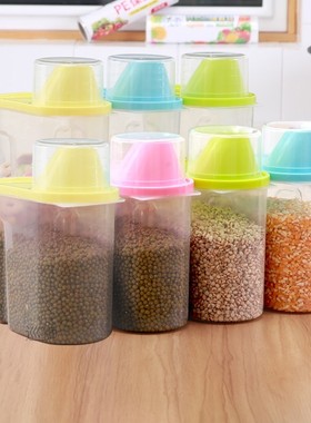 A plurality of plastic storage boxes for kitchen articles