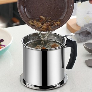 1.3L Stainless Steel Oil Strainer Pot Container Jug Storage