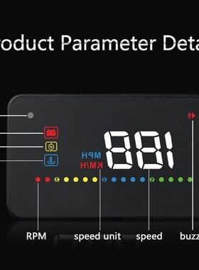 universal hud car head up display speedometer obd2 temperatu