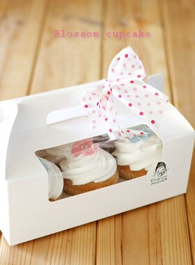 6-Piece pure white, pink and blue Cupcake box / with inner t