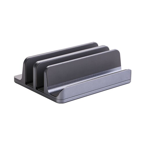 Aluminum Alloy Adjustable Vertical Laptop Stand 2 Slot and a