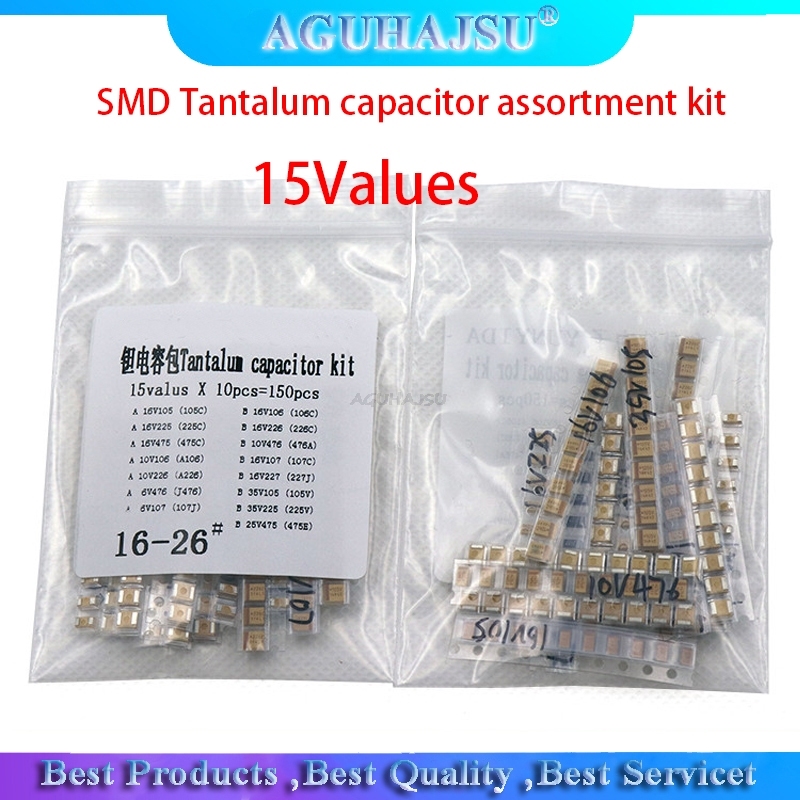 15Values SMD Tantalum capacitor assortment kit 1uf-220uf A/B