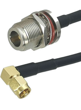 1Pcs RG58 SMA Male plug Right angle to N Female jack Bulkhea