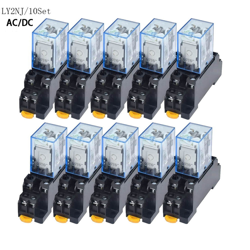 10Pcs Relay LY2NJ DC12V DC24V AC110V AC220V Small relay 10A