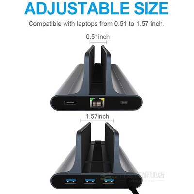 Vaydeer USB C Hub Type C Adapter Laptop Stand with 6 in 1 Do