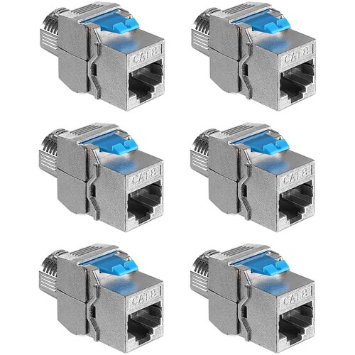 Keystone Module Jacks - 6 Piece CAT-8 Shielded Keystone Jack