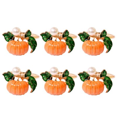 4/6pcs Thanksgiving Napkin Rings Pumpkin Napkin Holders Fall