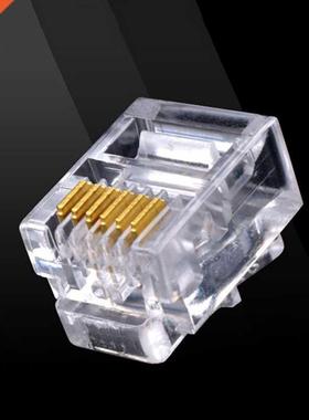 100Pcs 6P6C RJ12 Crystal Head Modular Plug Gold Plated Netwo
