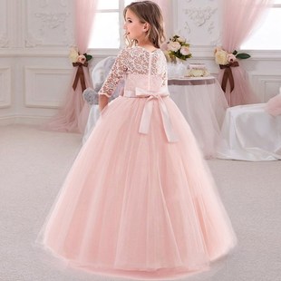 2021 Winter Long Sleeve Girl Party Dress Wedding Dress Kids