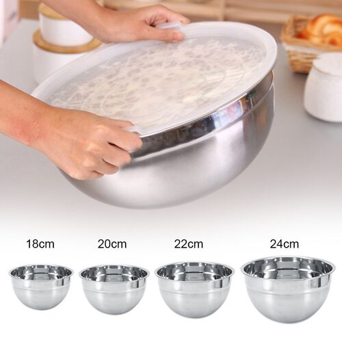 18/20/22/24CM Mixing Bowl Stainless Steel Salad Bowl With Co