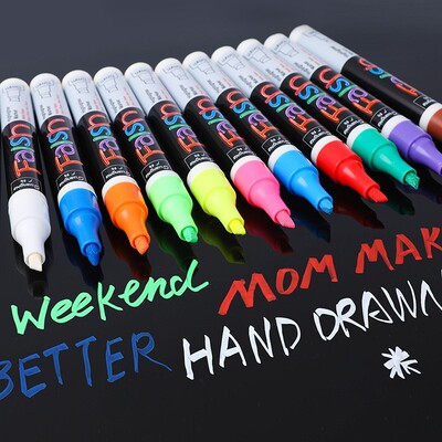 12 PCS Set Liquid Chalk Marker Pens Erasable Multi Colored H