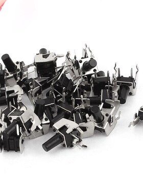 25 Pcs 6x6x10mm PCB Mount Momentary 2Pin Right Angle Push Bu