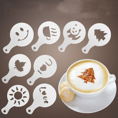 16pcs Cafe Foam Spray Template Coffee Latte Barista Stencils